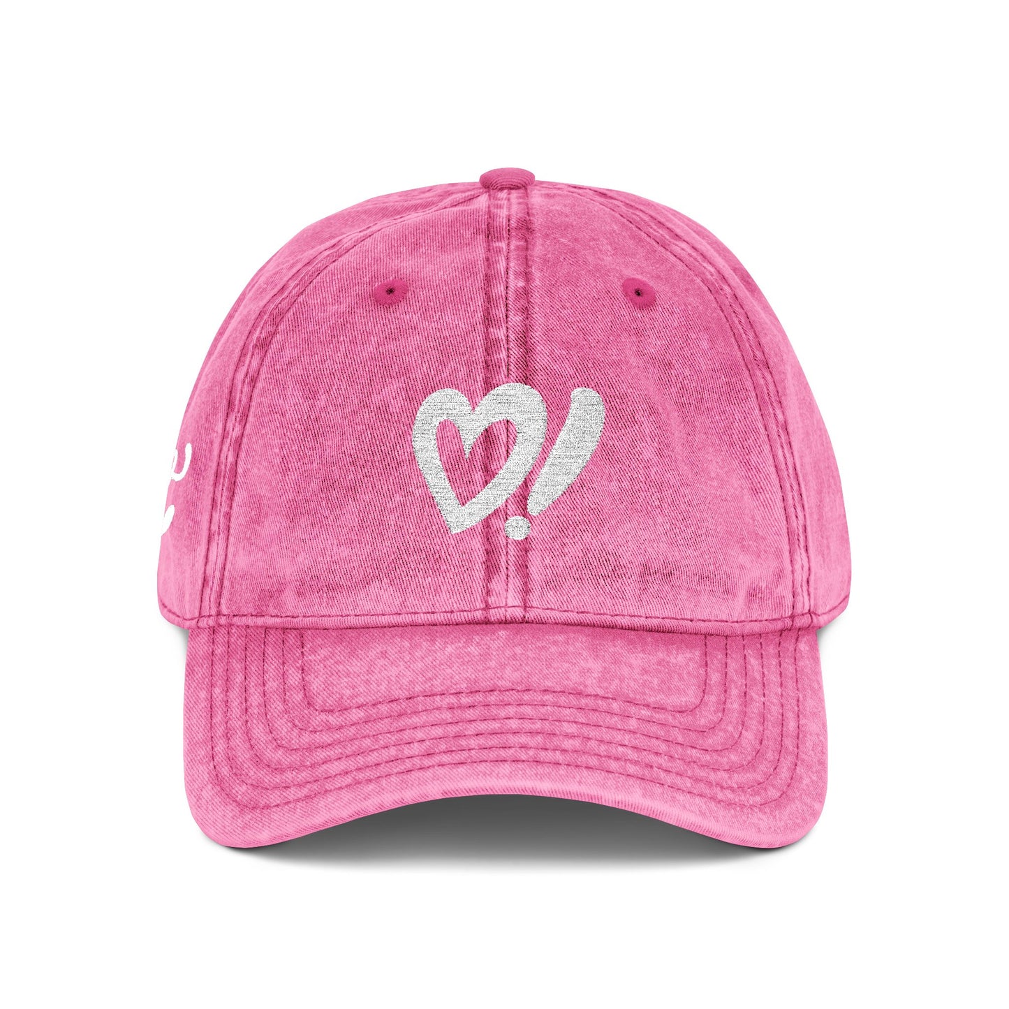 Vintage Embroidered Cap — Distressed Heart & 'Love' Design