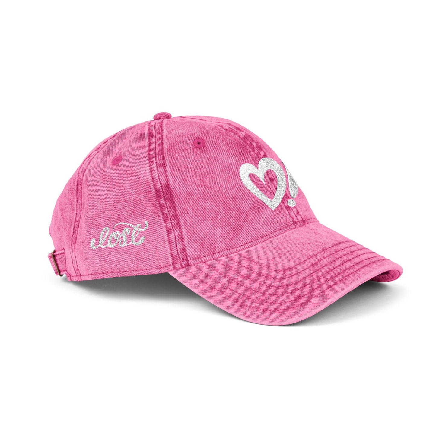 Vintage Embroidered Cap — Distressed Heart & 'Love' Design