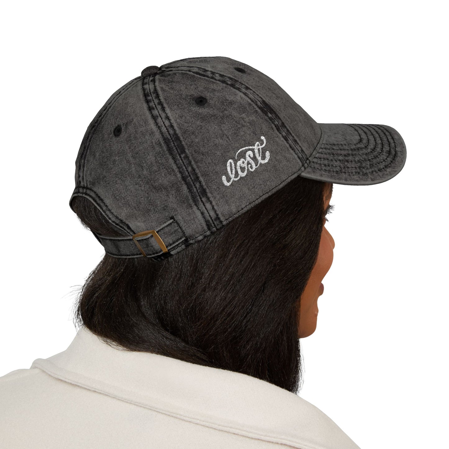 Vintage Embroidered Cap — Distressed Heart & 'Love' Design