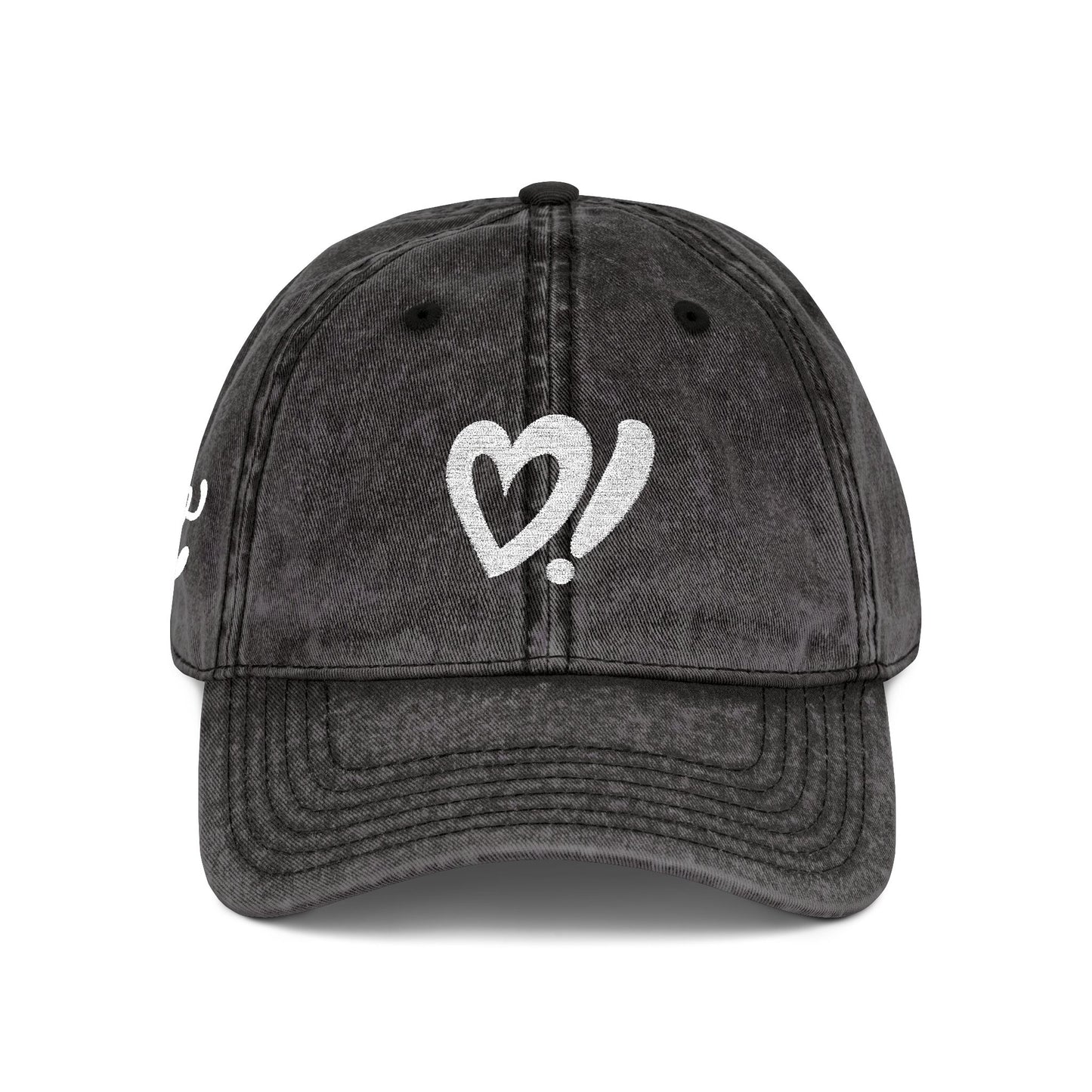 Vintage Embroidered Cap — Distressed Heart & 'Love' Design