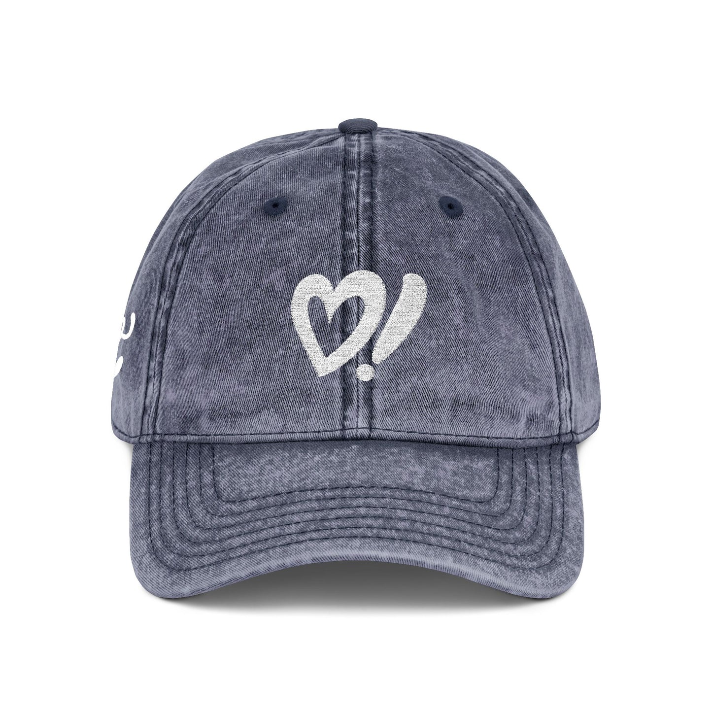Vintage Embroidered Cap — Distressed Heart & 'Love' Design