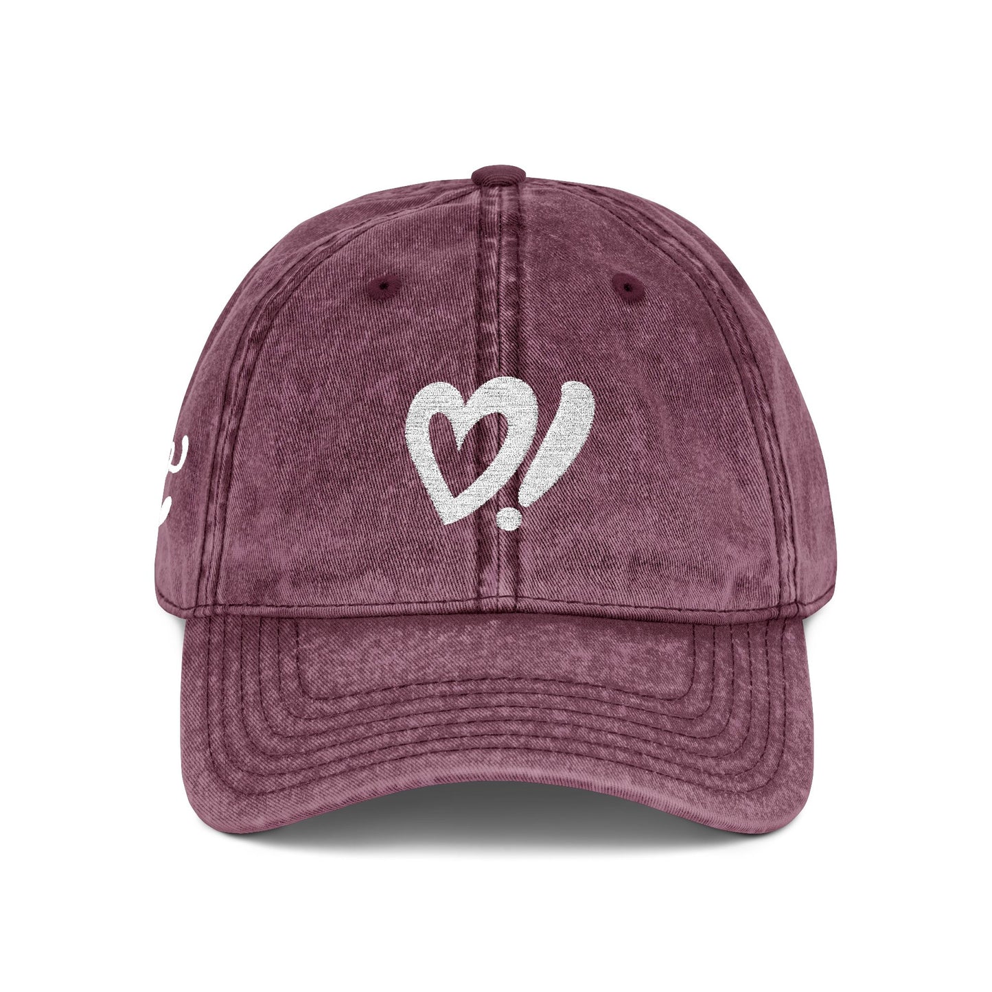 Vintage Embroidered Cap — Distressed Heart & 'Love' Design