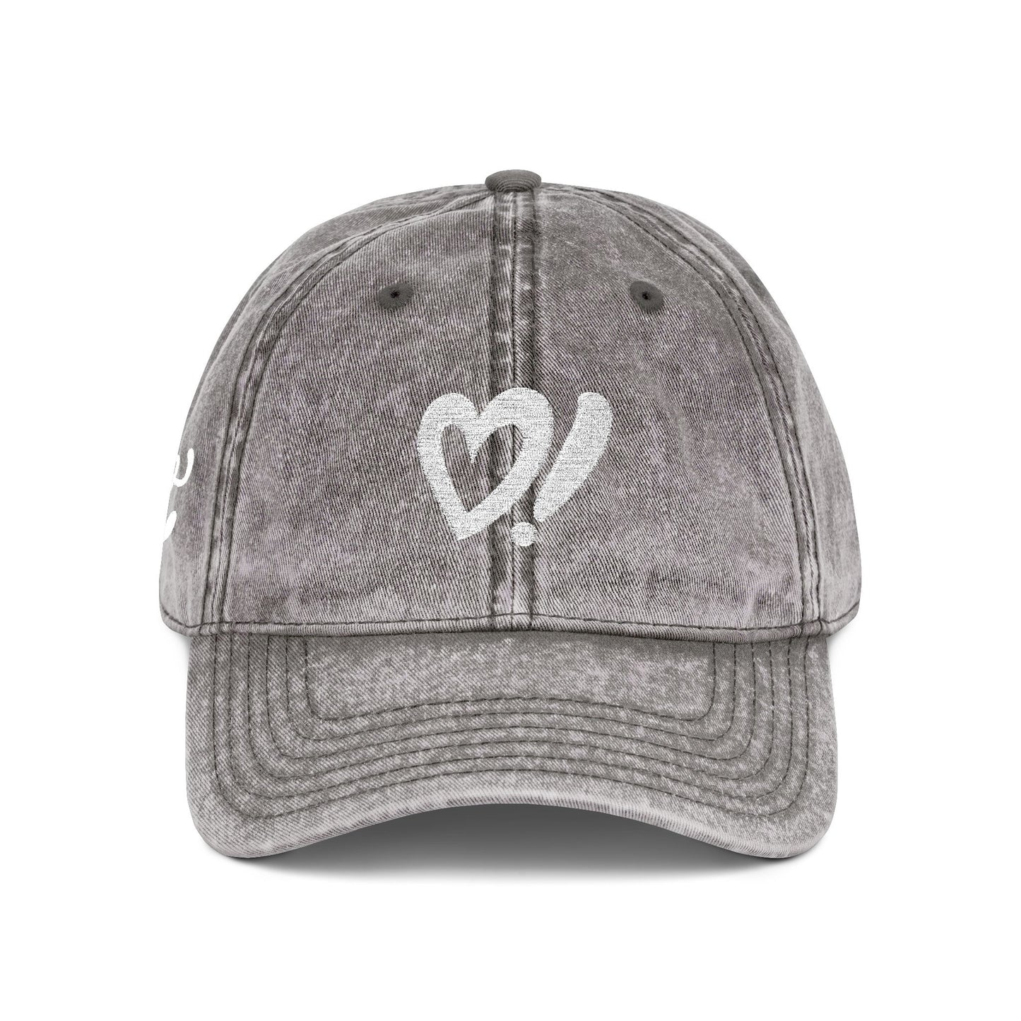 Vintage Embroidered Cap — Distressed Heart & 'Love' Design