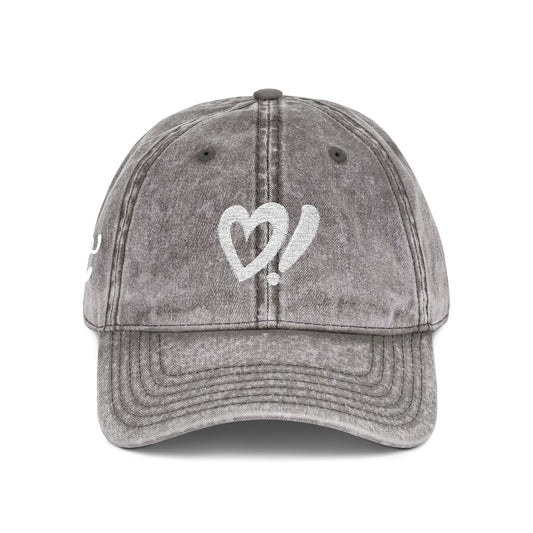 Vintage Embroidered Cap — Distressed Heart & 'Love' Design